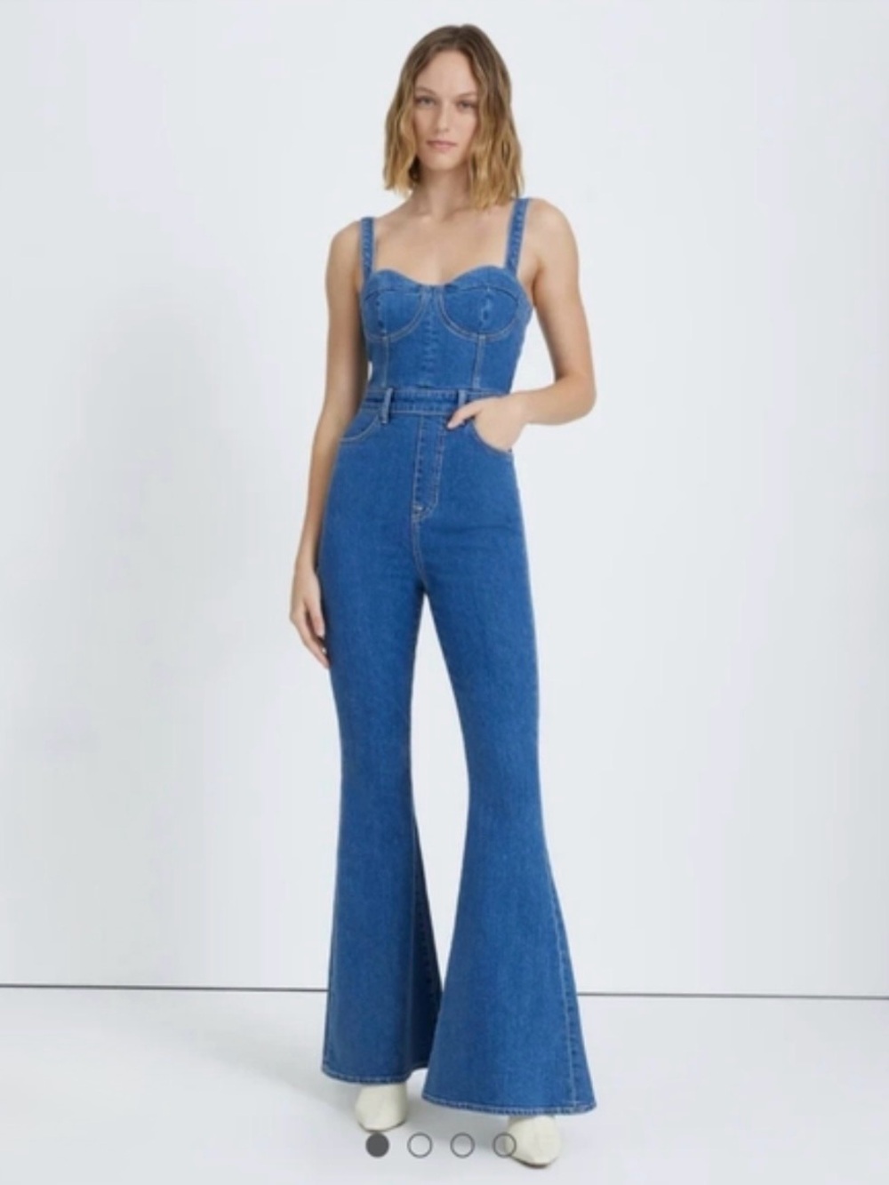 Women 7 For All Mankind Jeans I Beauty Denim Mega Flare Jumpsuit In Diana Small